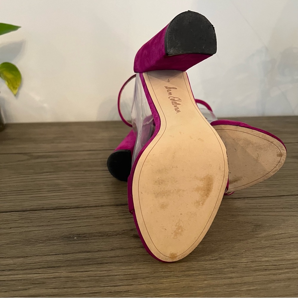 Sam Edelman Yaro Block Heel Sandal | Fuchsia Suede | Size 7 - Picture 5 of 13